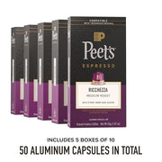 Peet's Coffee Ricchezza / 10 Count (Pack of 5) / Ricchezza (Intensity 8) Single-Serve Capsules & Pods
