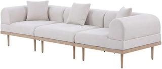 Beige Fabric 3-Piece Outdoor Modular Sofa Set with Cushions, Contemporary Style, Comfortable Seat and Arm Height, Durable Construction