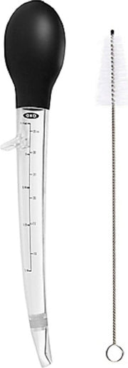 OXO Turkey Baster Set, Angled Tip with Brush, Clear Black