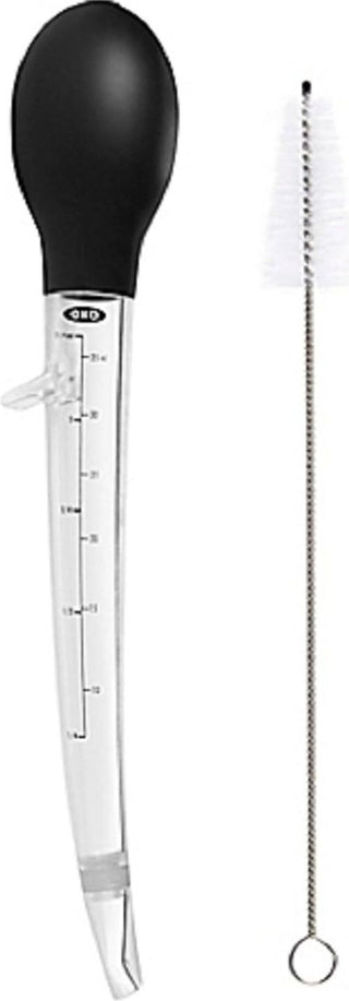 OXO Turkey Baster Set, Angled Tip with Brush, Clear Black