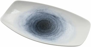 Yanco UN-211 Universe Chinaware 10.75 x 6.25 x 1.25 in. Rectangular Plate - White & Blue