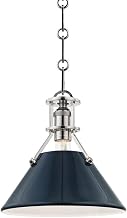 Hudson Valley Lighting MDS351-PN/DBL Painted No.2-1 Light Pendant Polished Nickel/Darkest Blue Finish 9.25x9.50x9.50