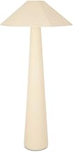 Gigi Floor Lamp, Geometric Fabric Wrapped Shade, Tonal Piping, Iron Base, Cream