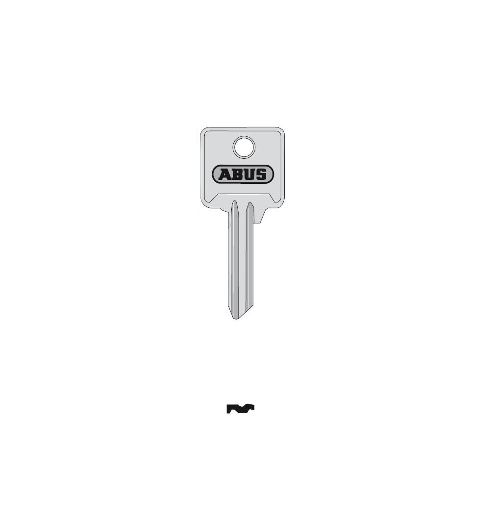 85/40 40mm Right Hand Key Blank by ABUS – nickel plated brass, Nickel Plated, Model ABUKB02702