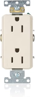 Leviton Decora Plus Duplex Receptacle, 15 Amp 125 Volt, Back and Side Wire, Grounding, 16252-TS, Light Almond