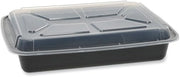 Newspring VERSAtainer Microwavable Containers, Rectangular, 58 oz, 8.5 x 11.5 x 2.5, Black/Clear, Plastic, 150/Carton