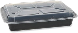 Newspring VERSAtainer Microwavable Containers, Rectangular, 58 oz, 8.5 x 11.5 x 2.5, Black/Clear, Plastic, 150/Carton