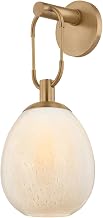 Troy Lighting JOVE Wall Sconce | Patina Brass Finish | Cloud Seeded Glass Shade | Sculptural Jewelry-Inspired Wall Light | Damp Rated | 7" W x 17.25" H | B7517-PBR