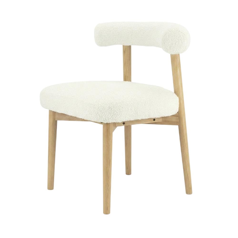 Boucle-Upholstered Side Chair with Ash Wood Legs by Starlight Canyon Home – Boucle,Wood, Beige