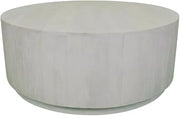 Furnifact White Round Coffee Table, Mango Wood Top and Base, Distressed Finish, 42-inch Diameter, Modern Design, Sturdy and Durable