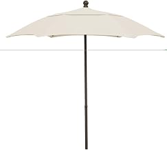 Fiberbuilt 7.5' Hex Patio Umbrella 6 Rib Push Up Champagne Bronze with Natural Spun Poly Canopy