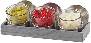 Ashwood Collection – Mixology Display – 14.25W x 6D x 5H, Oak, Gray-Washed, with Jars, Lids, and Cooling Pucks