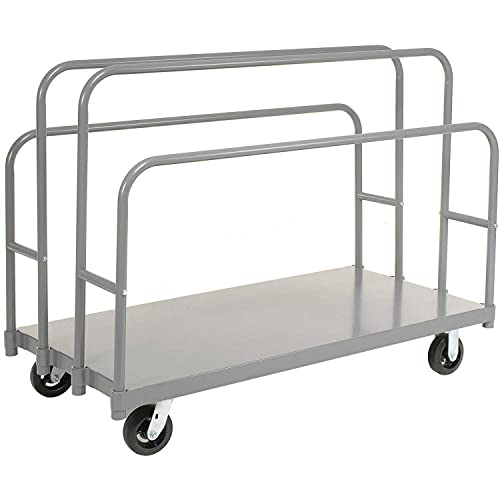Panel, Sheet & Lumber Truck with Carpeted Deck, 2000 Lb. Capacity, 60" L x 30" W by Global Industrial – 36"L x 30"W x 9.5"H, Carpet Padded Steel, Gray, Model 241443C
