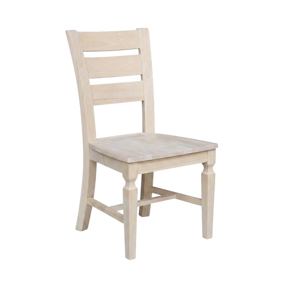 Solid Wood Ladder-Back Dining Chairs Set of by Furnifact – Wood, Beige, Pack of 2