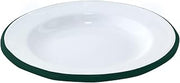 PacknWood 294ENASV16 6.3 in. Rim Enamel Plate, White with Green - 12 Piece
