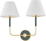 Hudson Valley Lighting MDS2201-AGB/SSG Wedgewood - 2 Light Wall Sconce - 16 Inches Tall and 19 Inches Wide - Aged Brass/Soft Studio Green