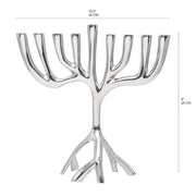 Emanuel Tree of Life Menorah, Aluminum, Silver 9 Inch