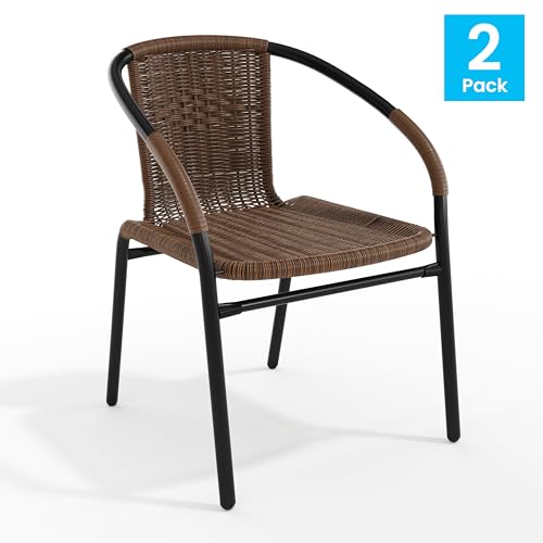 Flash Furniture Dark Brown / Set of 2 / Contemporary Patio Dining Chairs