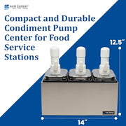 San Jamar 3 Pumps / 14 inches x 7.875 inches x 12.5 inches / Stainless Pump Dispensers