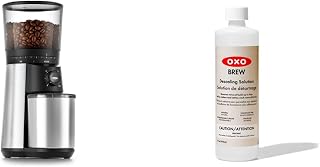 Brew Conical Burr Coffee Grinder (Silver) and OXO BREW All-Natural Descaling Solution