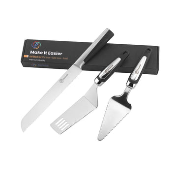 PAXNOK Pie Server and Cake Cutter Set, Stainless Steel, Black 13 Inch