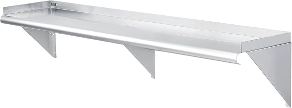 Global Industrial Wall Mount Shelf with 1-1/2" Lip 18 Gauge 430 Stainless Steel 60"W x 12"D