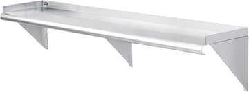 Global Industrial Wall Mount Shelf with 1-1/2" Lip 18 Gauge 430 Stainless Steel 60"W x 12"D