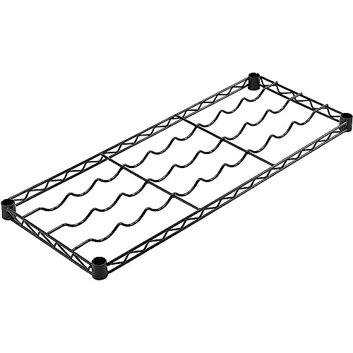 Wine Bottle Shelf 36" L x 14" W Black Epoxy by Nexel – 36 inches (W) x 14 inches (L) x 1.75 inches (H), Epoxy, Black, Model WS1436B