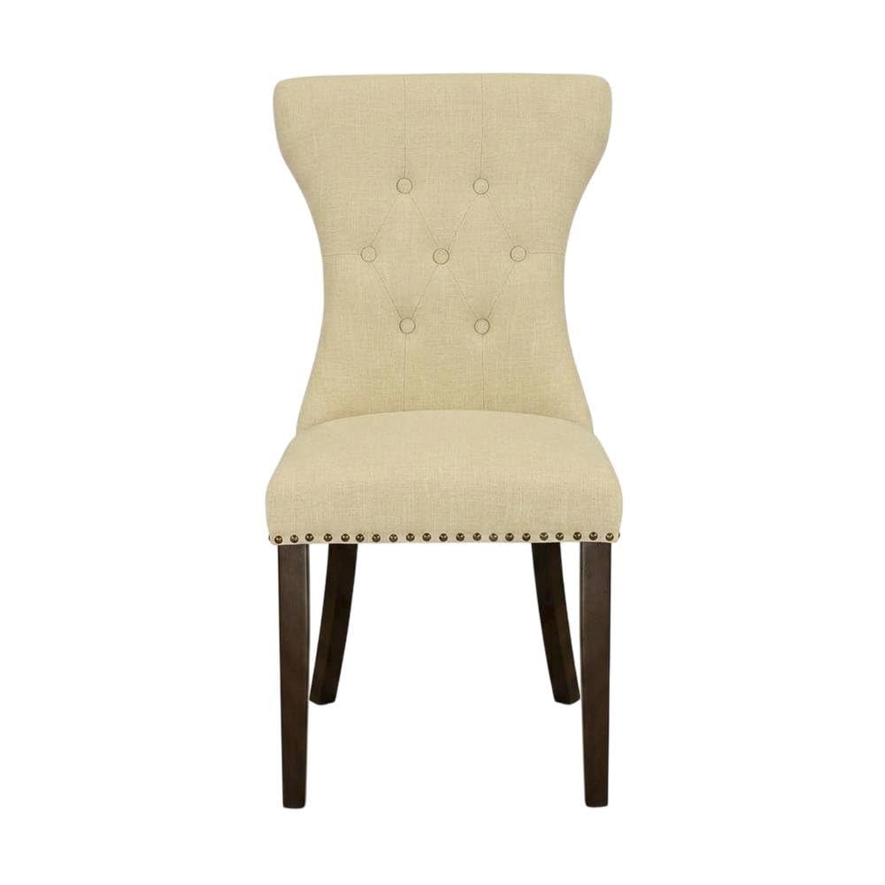 Upholstered Dining Chair Parsons Style by Furnifact – Wood, Mahogany, Pack of 2