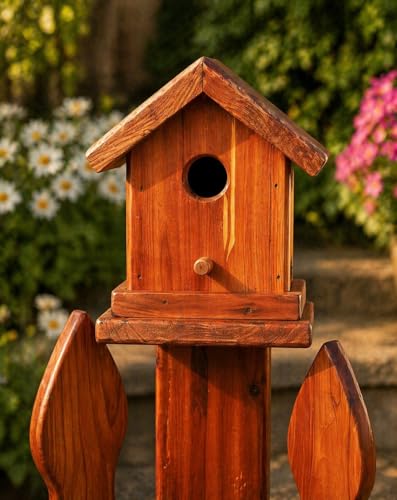 American Furniture Classics Large Solid Red Cedar Corner Planter with Birdhouse and Picket Fence - image 7