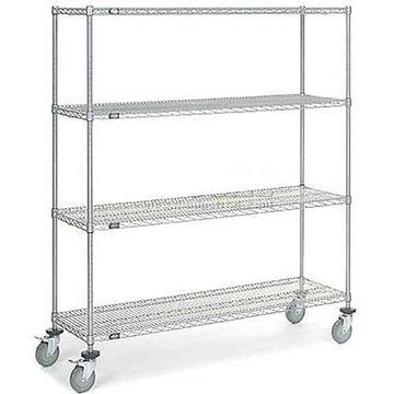 Wire Shelf Truck by Nexel – 18"L x 18"W x 80"H, 12-Gauge Steel, Silver Epoxy Powder, Model C18727PEP4