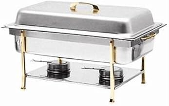 Thunder Group SLRCF0840 Chafer, Full Size, 8 Quart, Rectangular, Lift-Off Cover, Brass Trimmed, Stainless Steel