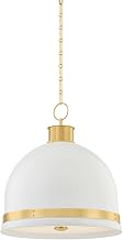 Hudson Valley Lighting Briscoe 3-Light Pendant | Aged Brass & Soft White Dome Pendant with Perforated Edge and White Glass Diffuser | Modern Industrial Ceiling Light | 2133-AGB-SWH