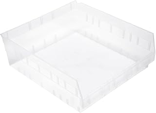 QUANTUM STORAGE SYSTEMS Quantum Storage QSB222 Store-More Heavy-Duty Nesting Plastic Shelf Bins for Pharmacy, Hospital & Warehouse, Hanging Lip & 7 Divider Slots, 18" x 17" x 6", Clear, 6-Pack