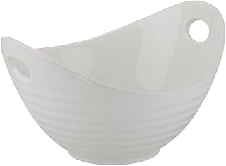 10 Strawberry Street Whittier 10"/72 Oz Boat Bowl with Ribbed Texture, Set of 2, White