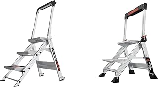 Ladders Safety Step 3-Step Aluminum Step Stool (10310BA) and Little Giant Ladders Jumbo Step 2-Step Aluminum Step Stool (11902), Silver