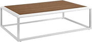 Brown Aluminum Outdoor Coffee Table for Patio, Sturdy Weather-Resistant Design, Lightweight 26 Lb, 45W X 31.5D X 13.5H Inches