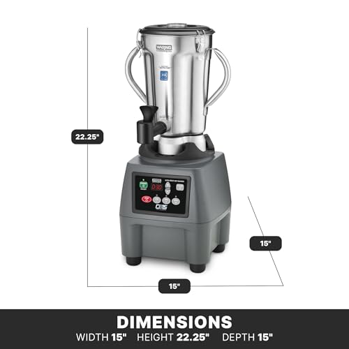 Waring Electronic Touchpad w/3 Minute Timer / Stainless Steel Jar CB15TSF / 1 Gallon Countertop Blenders