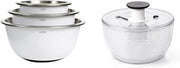 OXO Good Grips 3-Piece Stainless Steel Mixing Bowl Set (White) Good Grips Large Salad Spinner