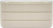 PacknWood 294WBENT3 30 oz Huskly Reusable 3 Layer Bento Box with Husk Composite Beige - 20 Piece