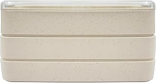 PacknWood 294WBENT3 30 oz Huskly Reusable 3 Layer Bento Box with Husk Composite Beige - 20 Piece