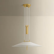 Emmons 1-Light Pendant | Essential & Modern Style | Aged Brass Finish | Made of Aluminum & Diffuser | Adjustable Hang Height 27-116" | 30" Dia x 6.75" H | -AGB/SWH by Hudson