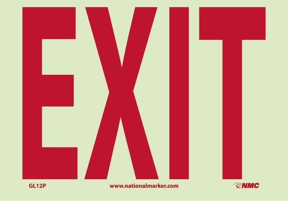 NMC Glo-Brite Exit Sign - Vinyl by National Marker – Vinyl, Model GL12P