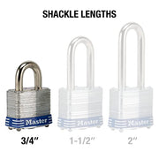 Master Lock Silver / 3/4" shackle / 4 Pack Keyed Padlocks