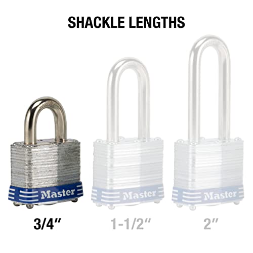 Master Lock Silver / 3/4" shackle / 4 Pack Keyed Padlocks