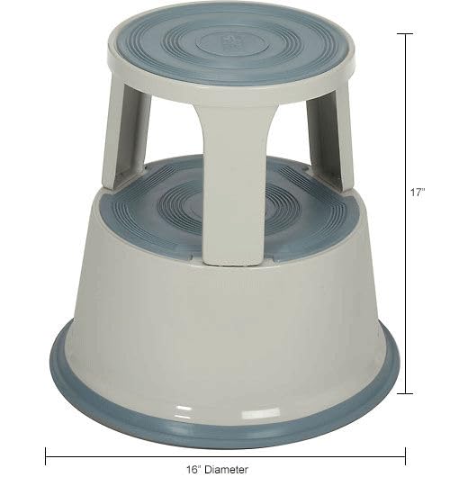 Global Industrial Rolling Step Stool with Spring Loaded Casters by Global IndustrialTM – 11.5"L x 16"W x 17"H, Metal, Gray, Model 606693