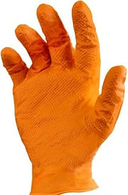 Hospeco ORANGE NITRILE POWDER FREE TEXTURED GLOVES, LG 10