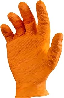 Hospeco ORANGE NITRILE POWDER FREE TEXTURED GLOVES, LG 10