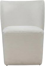 Starlight Canyon Home Solid Wood Upholstered Dining Chair with Castors, Eclectic Accent Upholstered Kitchen Chairs for Dining Room, White