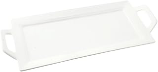 10 Strawberry Street Whittier Embossed 12" Rectangular Handled Platter, Set of 2, White
